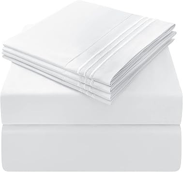 HOMEIDEAS 6 Piece Embroidered Bed Sheets Set (Full, White), Hotel Luxury Super Soft Microfiber Be... | Amazon (US)