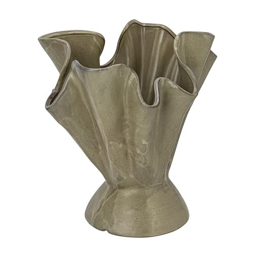 Bloomingville Stoneware Ruffled Vase, Sage | Amazon (US)