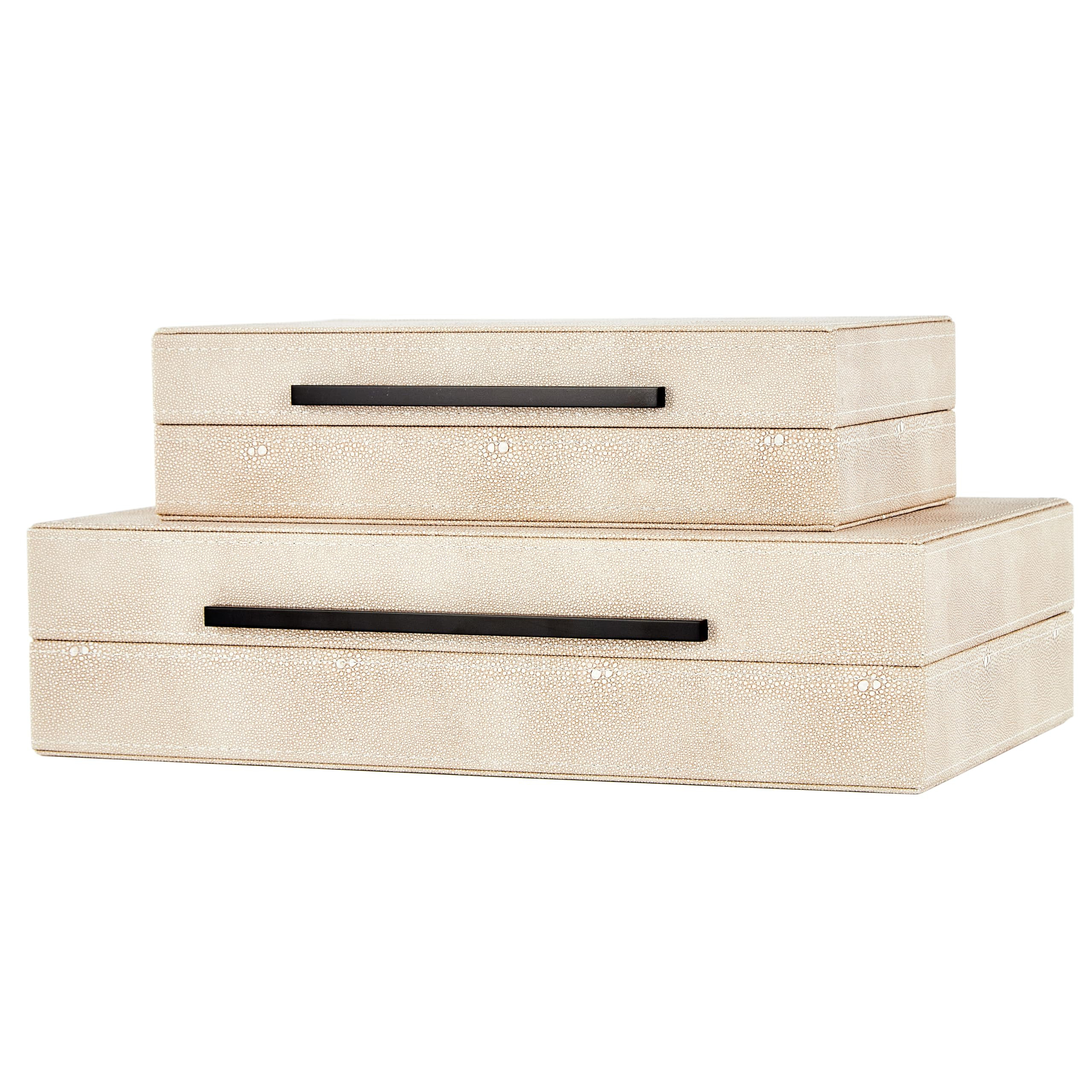 Denique Shagreen Decorative Boxes Set of 2, Leather Jewelry Storage Box Modern Storage Boxes with... | Amazon (US)