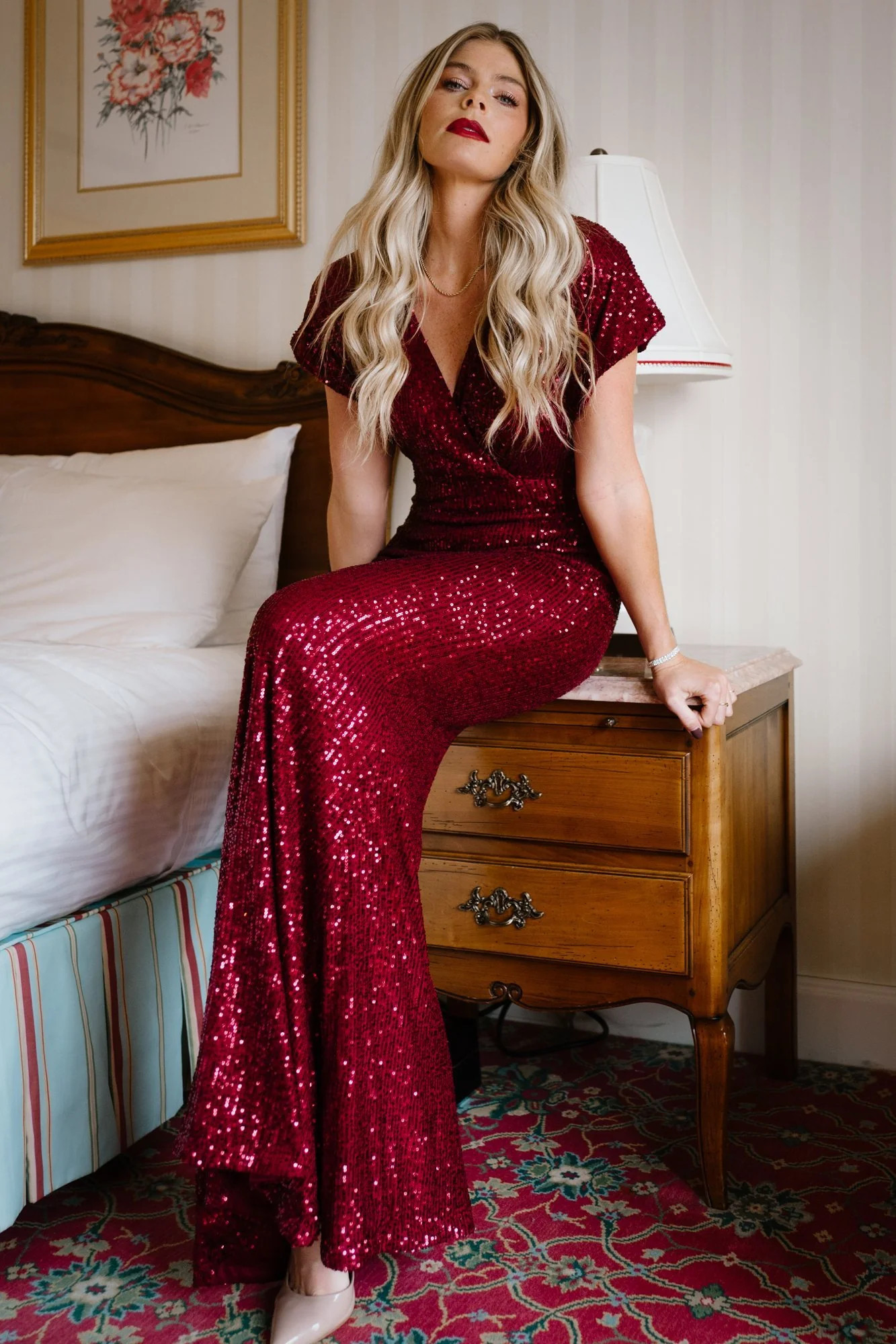 Vienna Sequin Maxi Dress | Burgundy | Baltic Born