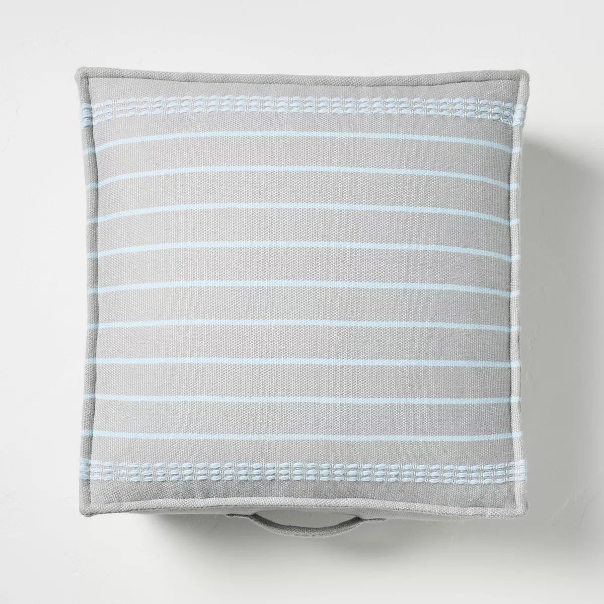Border Stitch Stripe Indoor/Outdoor Floor Cushion Gray/Light Blue - Hearth & Hand™ with Magnoli... | Target