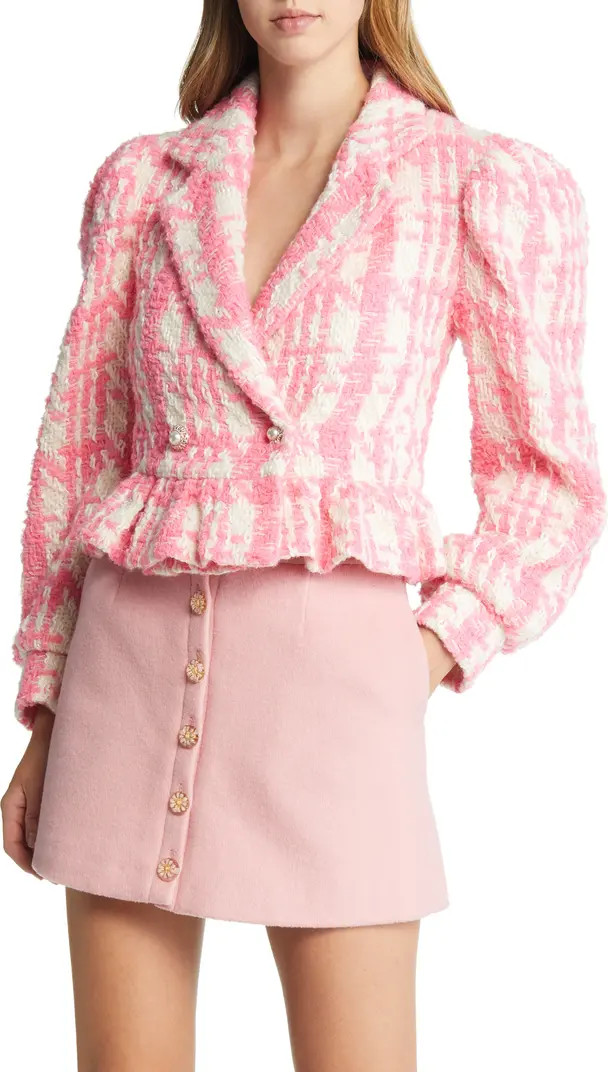 LoveShackFancy Braelynn Tweed Crop Jacket | Nordstrom | Nordstrom