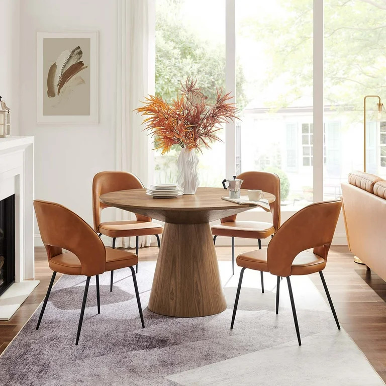 Modway Provision 47" Round Dining Table in Walnut | Walmart (US)