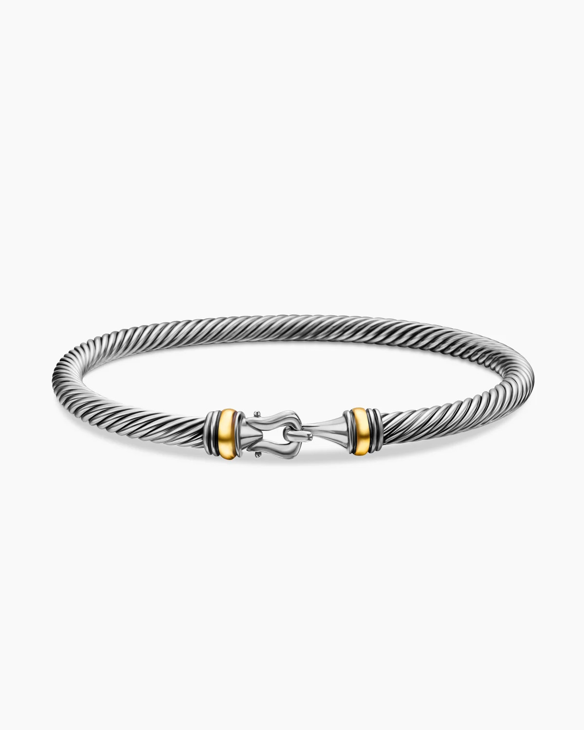 David Yurman | Buckle Classic Cable Bracelet in Sterling Silver with 18K Yellow Gold, 4mm | David Yurman