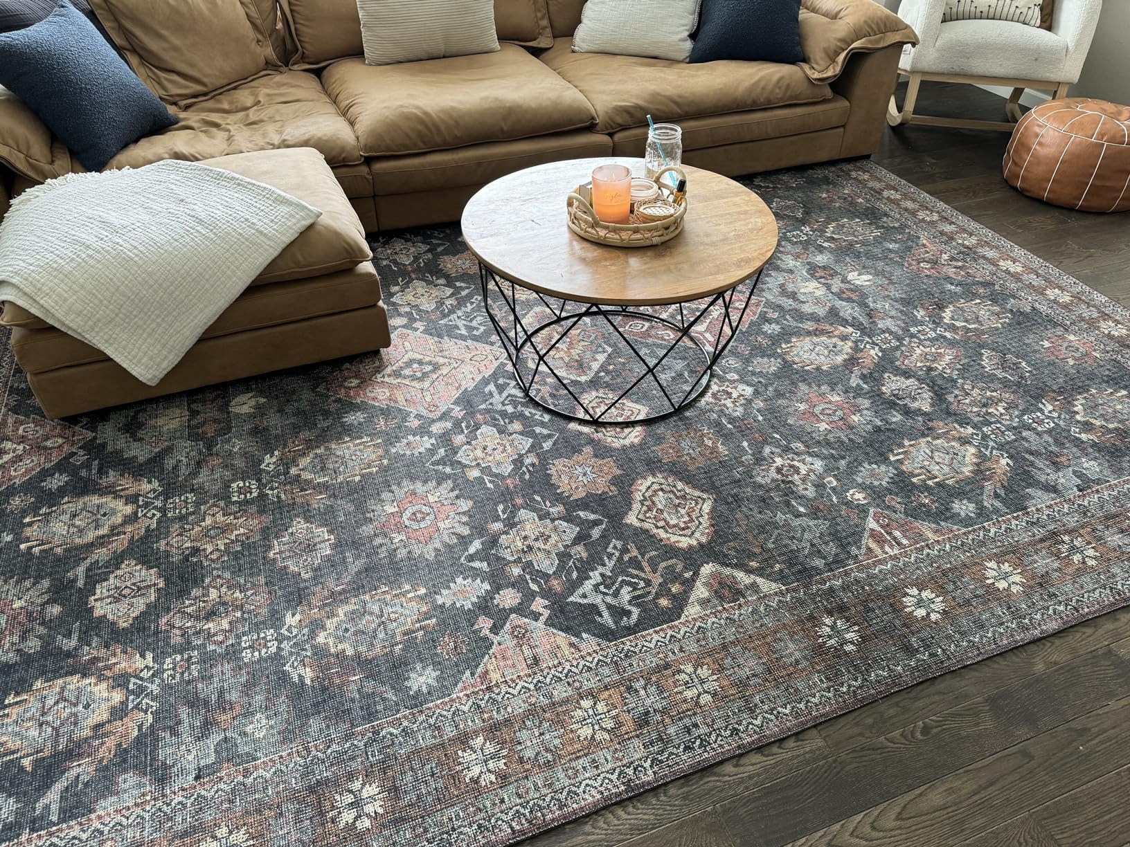 Loloi II Skye Collection SKY-01 Grey/Apricot 6'-0" x 6'-0", 13" Thick, Round,Area Rug,Soft,Durabl... | Amazon (US)