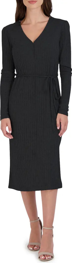 Julia Jordan Rib Tie Waist Long Sleeve Sweater Dress | Nordstrom | Nordstrom