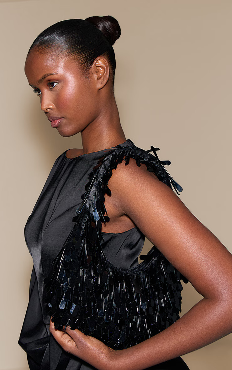 Black Embellished Sequin Shoulder Bag | PrettyLittleThing UK