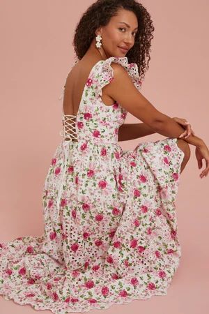 Lindi Eyelet Floral Maxi Dress in Ivory | Altar'd State | Altar'd State