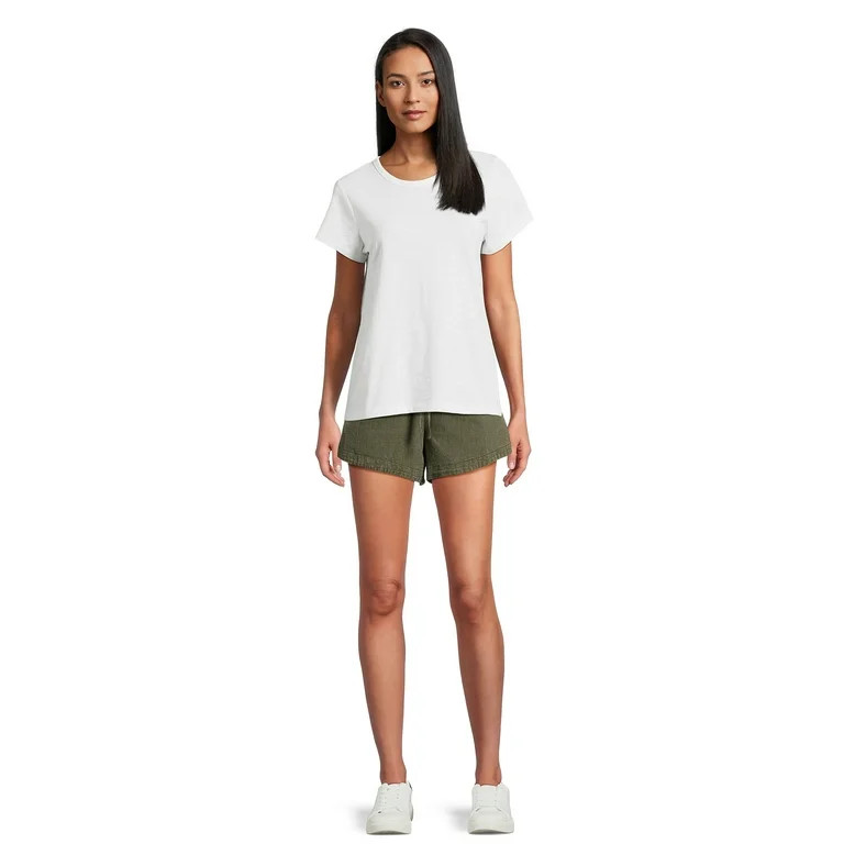 Time and Tru Women's Garment Dye Pull On Shorts, 3.5" Inseam, Sizes XS-3XL | Walmart (US)