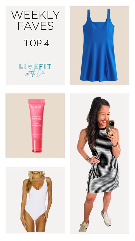 It’s all about the details in this week’s top picks! The bold blue tank is a splash of vibrant energy, perfect for workouts or a sunny day out. That lip glowy balm is a sweet treat for the lips, giving just the right touch of color. The chic white one-piece swimsuit is summer’s staple for elegance by the water. And the striped dress? A casual classic that’s as comfortable as it is stylish—ideal for keeping cool on the go. #WeeklyFaves #TopPicks #StyleAndComfort #SummerClassics #BeautyEssentials #LiveFitWithEm

#LTKbeauty #LTKstyletip #LTKSeasonal