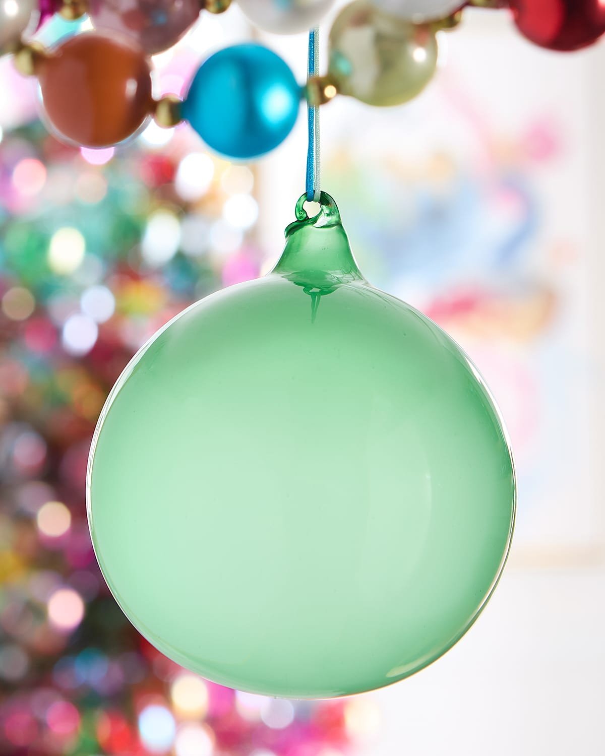 Bubblegum Glass Ball Ornament, Mint Green | Neiman Marcus
