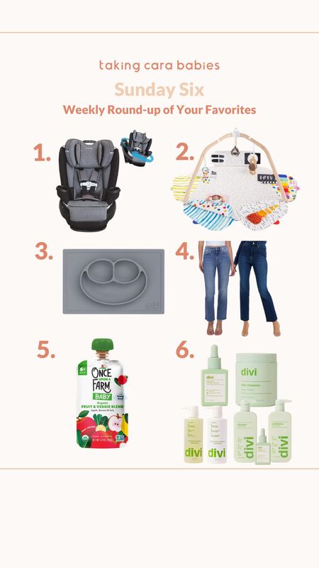 1. Rotating car seat
2. Grow with baby play mat 
3. Meal mat 
4. Postpartum jeans 
5. Baby/toddler food 
6. Postpartum shampoo

#LTKstyletip #LTKfindsunder50 #LTKfamily