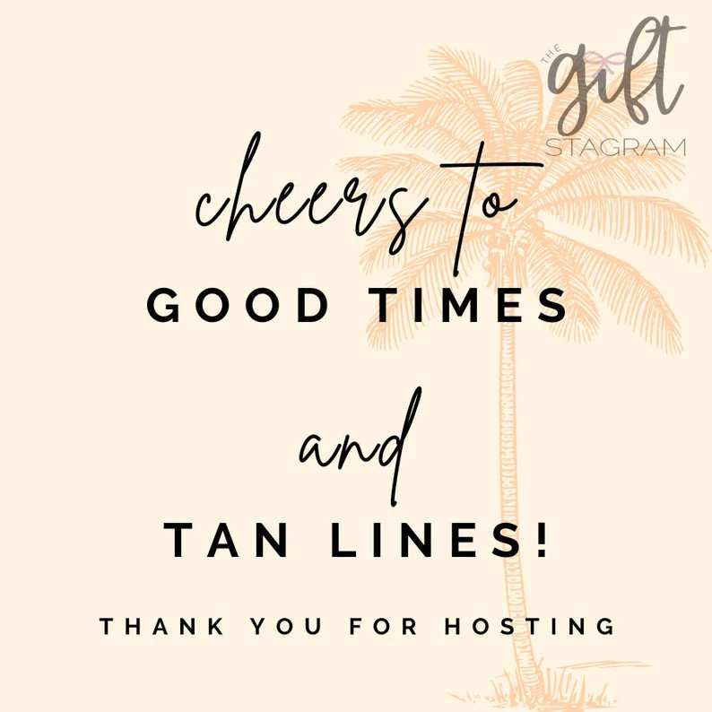 Cheers To Good Times And Tan Lines, Thank You For Hosting Gift Tag | DIGITAL DOWNLOAD | Thank You... | Etsy (US)
