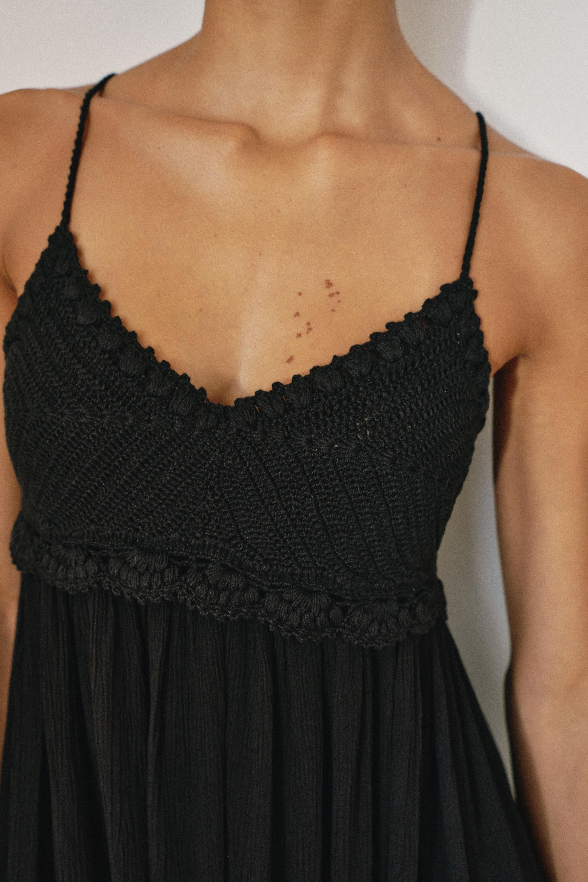 LONG KNIT CROCHET DRESS | Zara UK