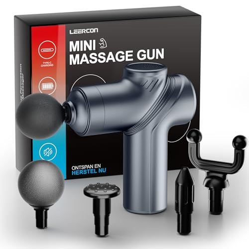 LEERCON Massage Gun Deep Tissue,Small Travel Percussion Massage Gun with 4 Massage Heads 6 Speeds for Relieving Muscle Soreness for Office Gifts（Blue） | Amazon (US)