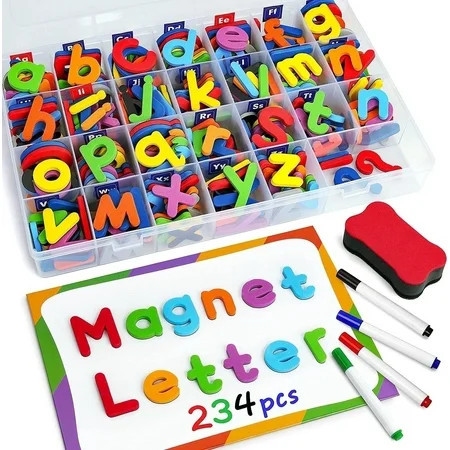 Coogam Magnet Letters Sets for 3 Years Old- 234 Pcs Alphabet with Magnetic Board Pen and Box | Walmart (US)