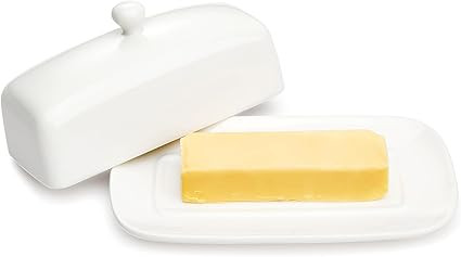 Sweese Butter Dish with Lid, Porcelain Butter Keeper, 7.8 Inch Butter Holder with Handle Cover, B... | Amazon (US)