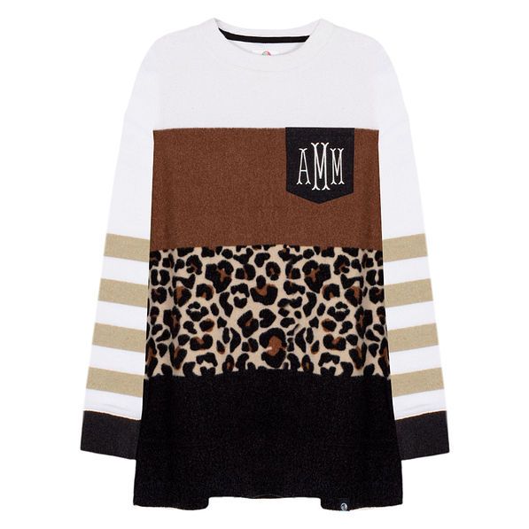 Monogrammed Leopard Stripe Everyday Sweatshirt | Marleylilly