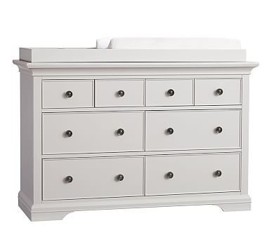 Larkin Extra-Wide Nursery Dresser & Topper Set , Soft Gray | Pottery Barn Kids