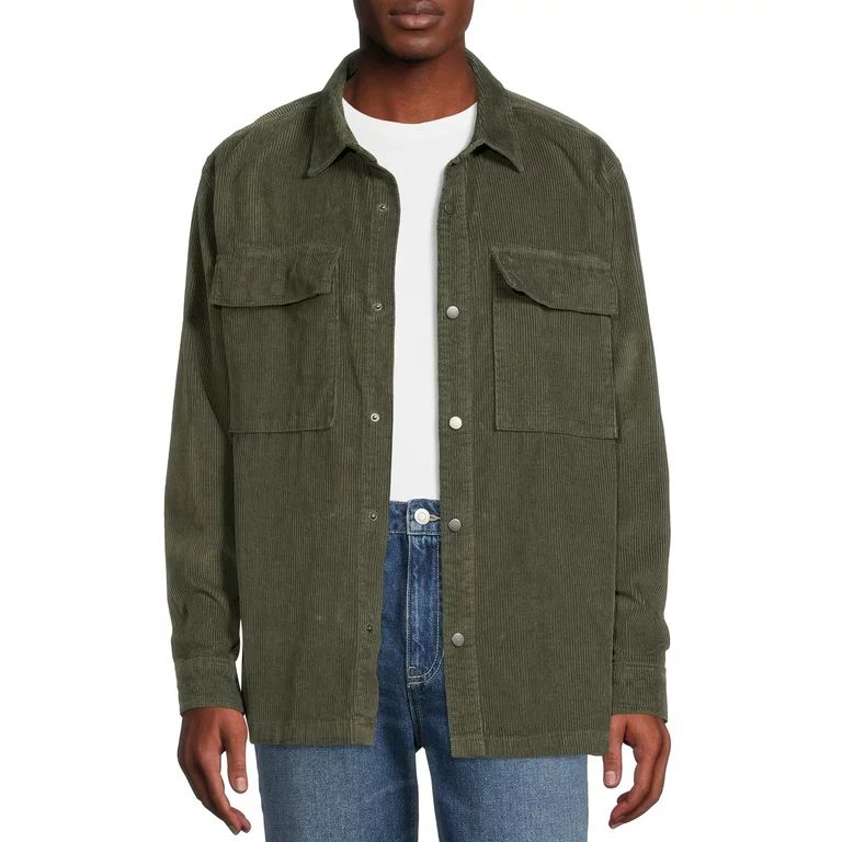 No Boundaries Men's and Big Men's Layering Corduroy Shirt Jacket, Sizes up to 5X | Walmart (US)