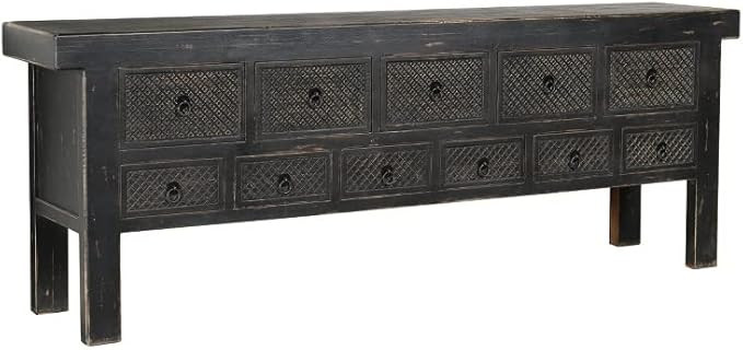 Kosas Home Lahey 11-Drawer Reclaimed Pine Wood Console Table in Black | Amazon (US)