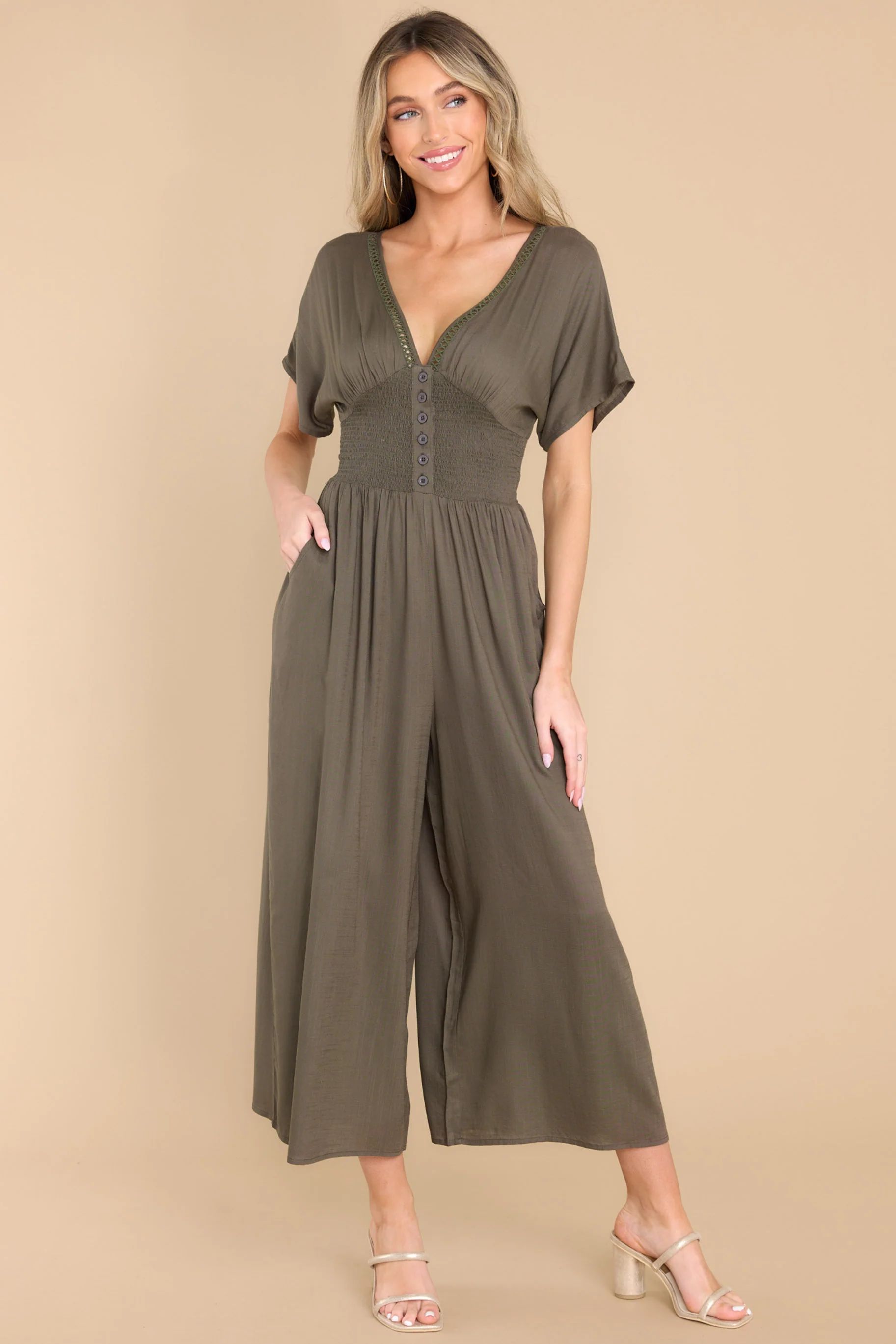 Sweet And True Sage Green Jumpsuit | Red Dress 