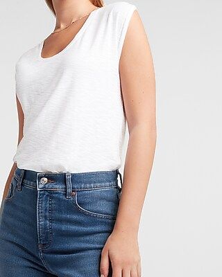 Relaxed Pleated Shoulder Slub Muscle Tank | Express