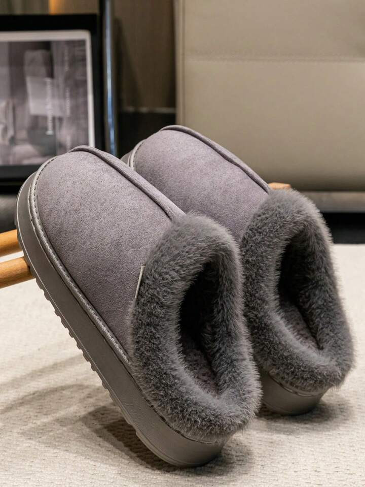 Men's Plush Slippers For Autumn And Winter Indoor Use On Floor With Anti-Skid EVA Thick Sole Slip... | SHEIN