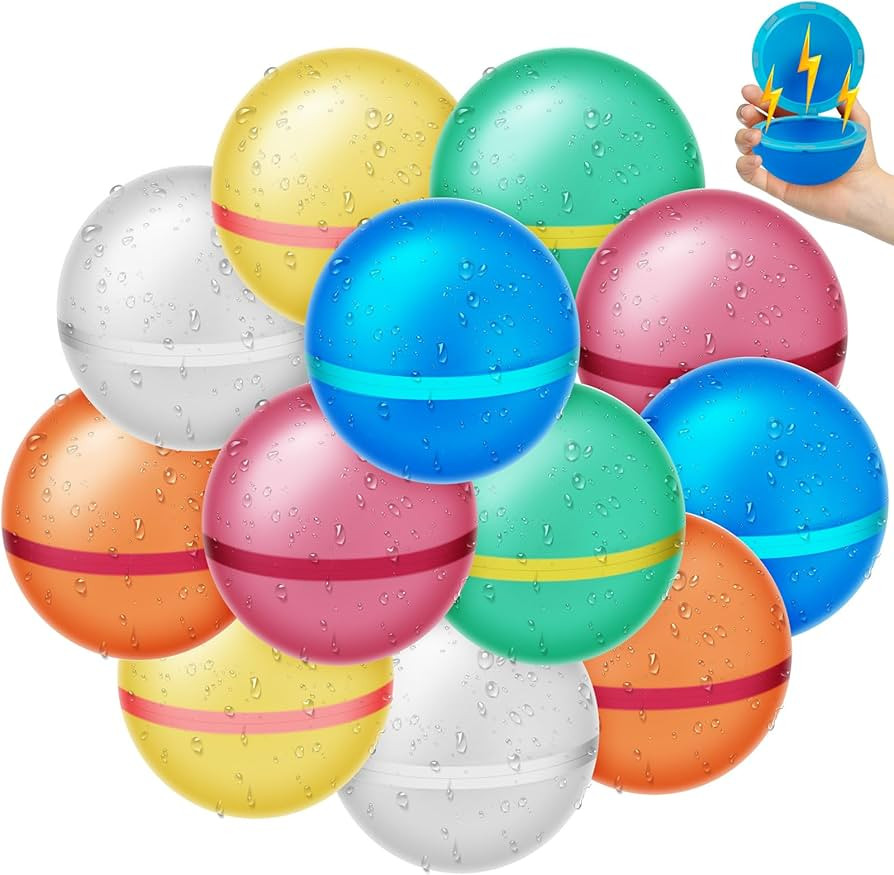 12 PCS Reusable Water Balloons Water Balls,Bbiodegradable Water Balloons,Soft Silicone Water Ball... | Amazon (US)