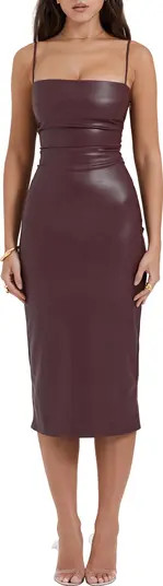 HOUSE OF CB Jalena Lace-Up Back Faux Leather Cocktail Dress | Nordstrom | Nordstrom