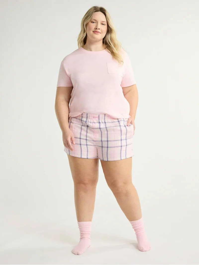 Joyspun Women's Woven Pajama Boxer Shorts, 3'' Inseam, Sizes XS-3X | Walmart (US)