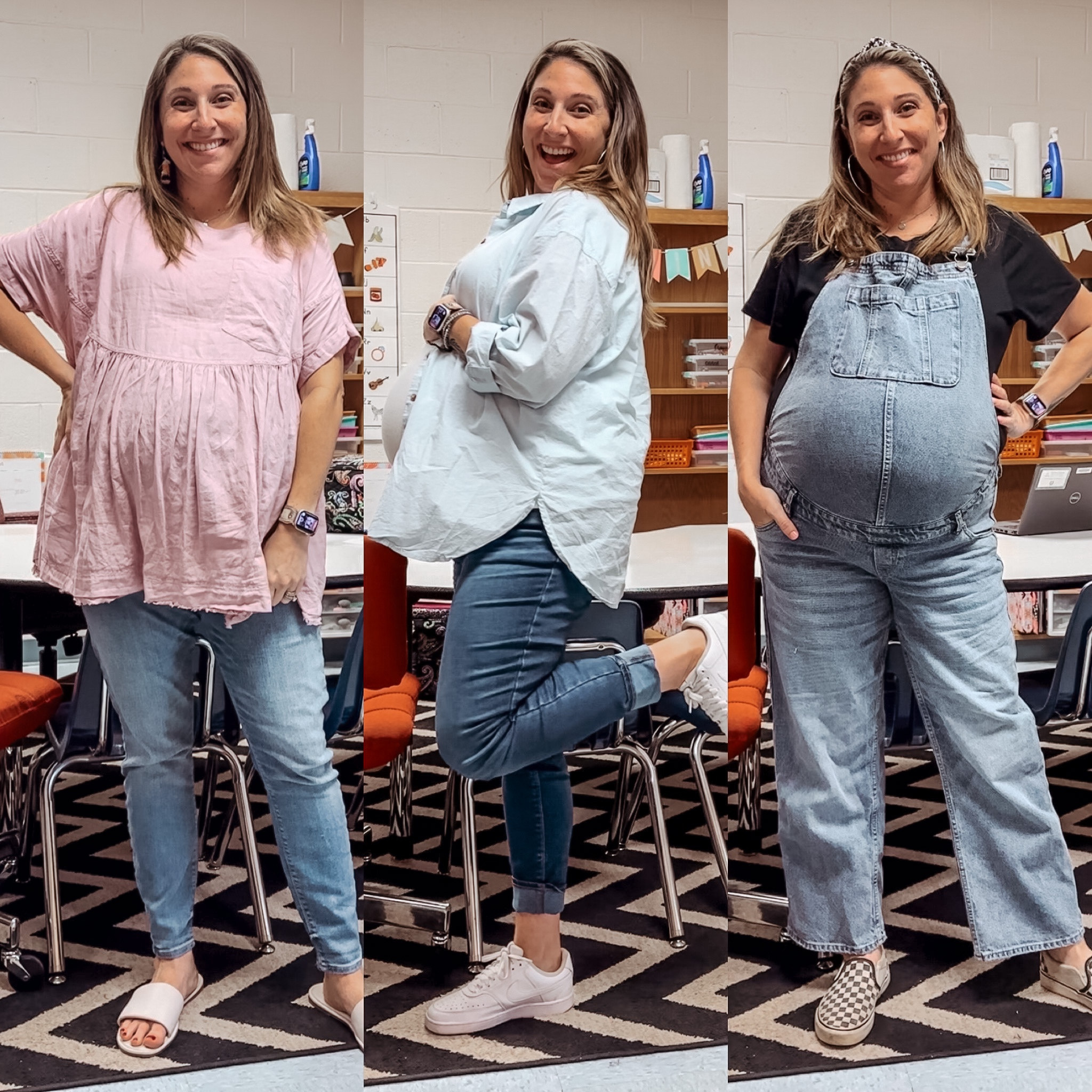 What I wore to teach in this week! 
Top M / jeans (maternity) 14 / Button down XL / Tanks XL / jeans (maternity) 14 / tee Xl / overalls 16 / slide and vans tts / Nikes half size down

#LTKworkwear #LTKbump #LTKmidsize