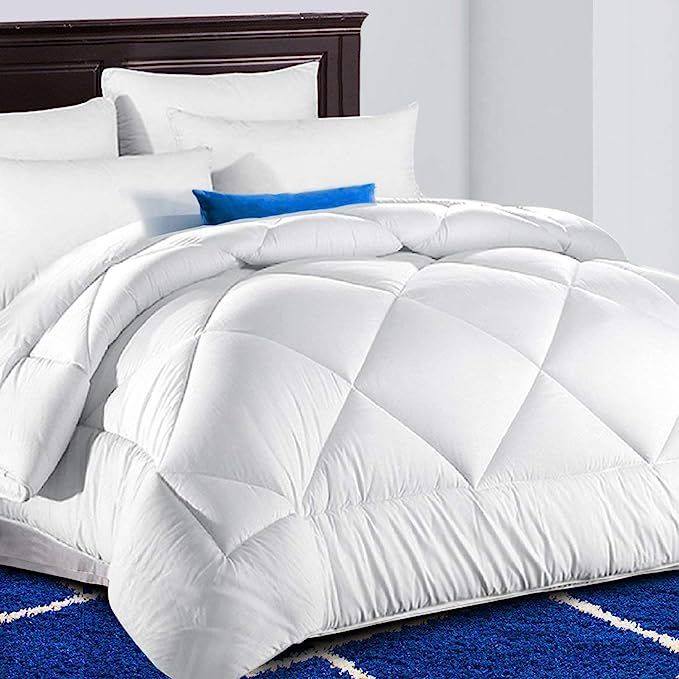 TEKAMON All Season Oversized Queen Comforter Soft Quilted Down Alternative Duvet Insert with Corn... | Amazon (US)