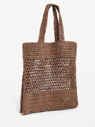 Straw-Paper Crochet Tote Bag for Women | Old Navy (US)