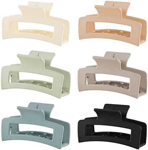 Amazon.com: 6 Pack Square Claw Clips, Hair Claw Clips for Women Girls, 3.5" Medium Non-slip Hair ... | Amazon (US)