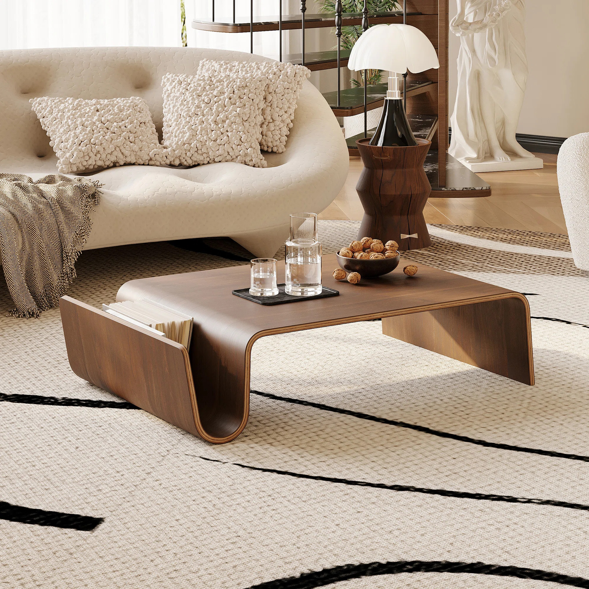 41.3" Modern Wood Brown Coffee Table, Solid Wood Living Room Table | Wayfair North America