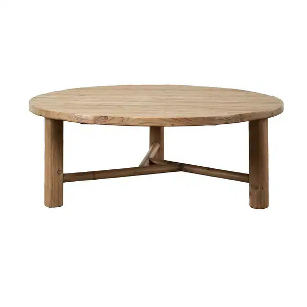 48" Round Coffee Table with Round Legs Weathered Natural | Bed Bath & Beyond