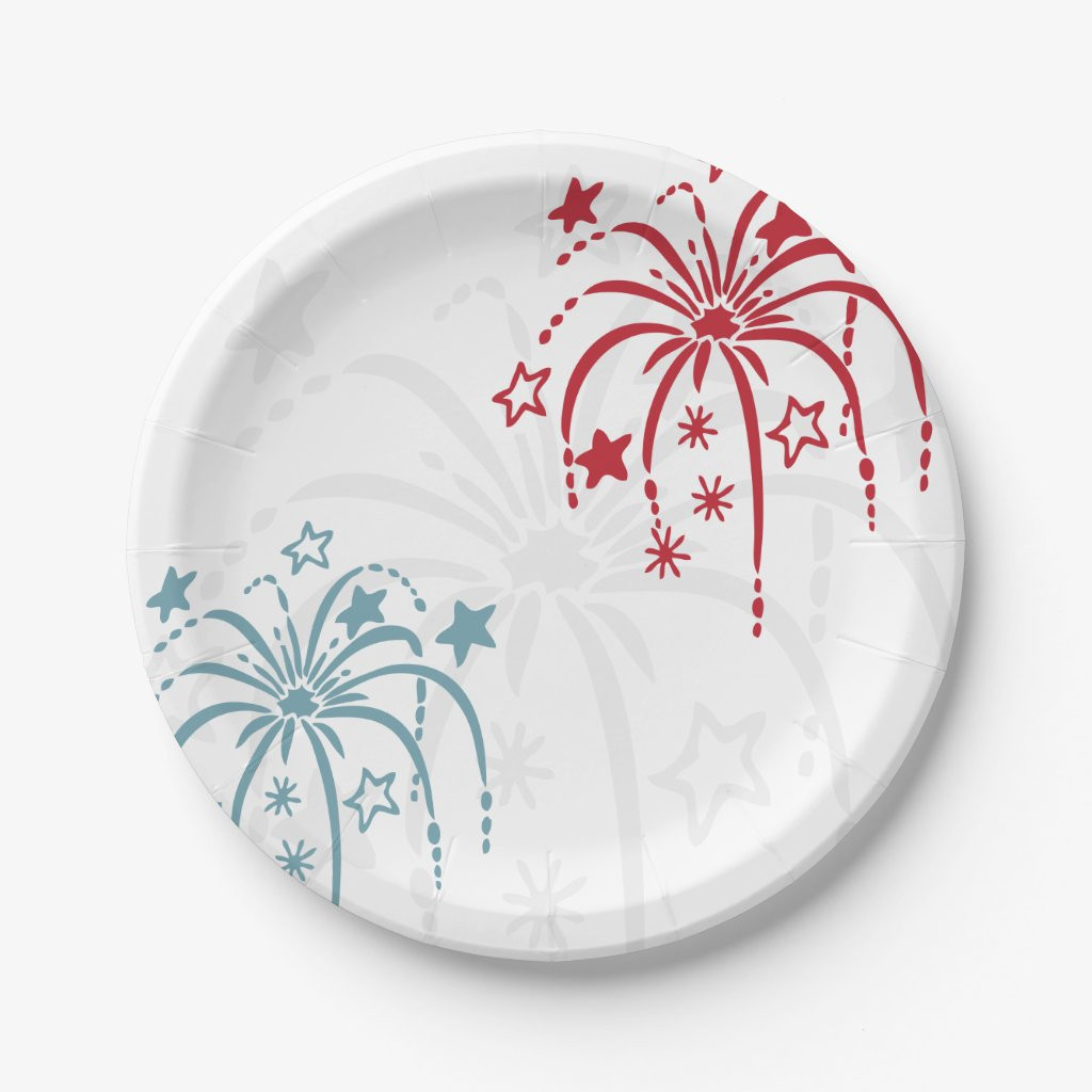 Red White & Lite Blue Fireworks 4th of July Party | Zazzle