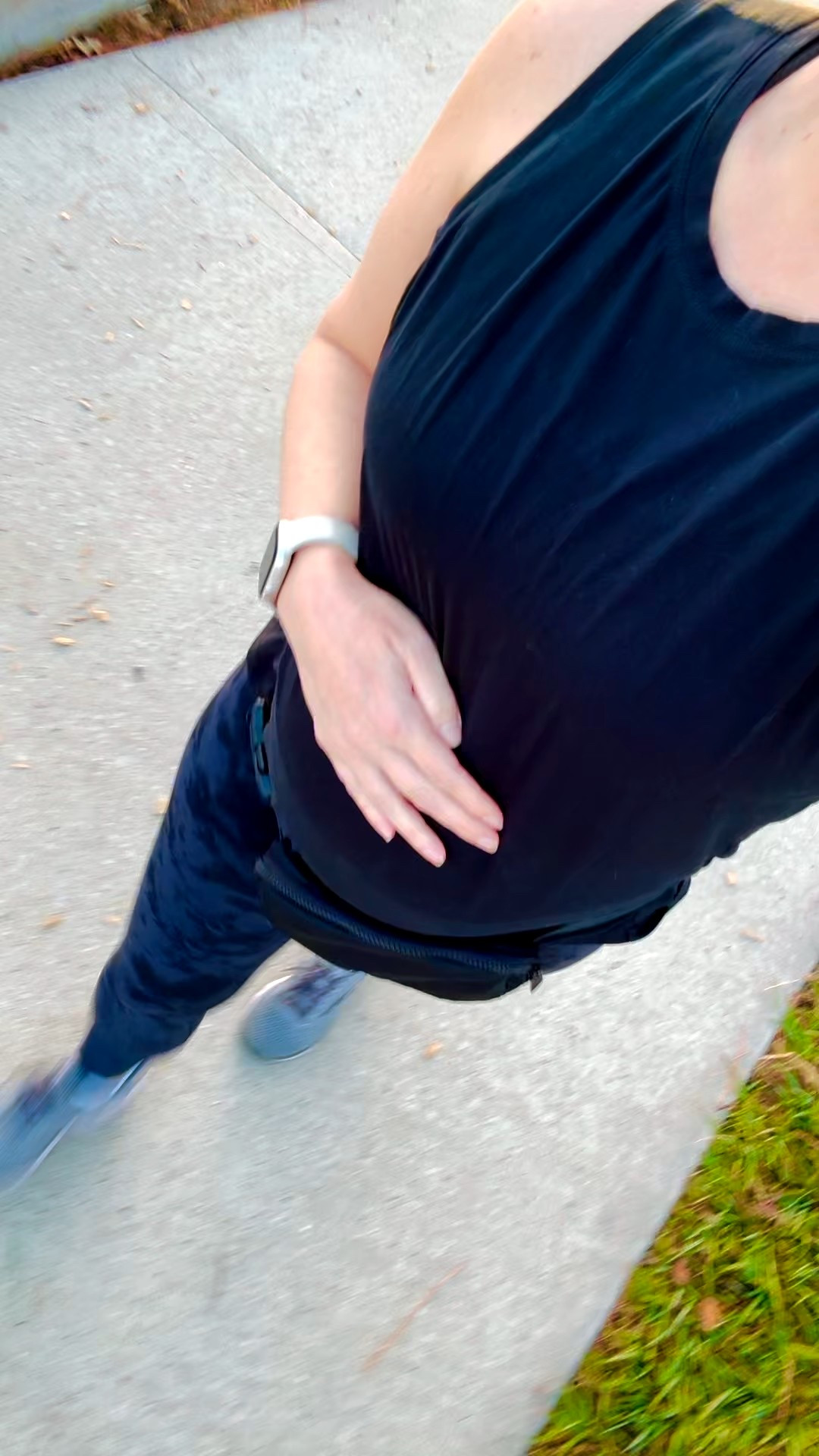 Morning walk with the baby bump / all workout pieces are non maternity / I size up one in the leggings for second half of pregnancy so they are not too tight on the bump and wear my regular size for first half, you can also roll the band down to sit under the bump / black tank top / black leggings / Apple Watch / maternity / fall workout outfit / Amazon fashionn

#LTKBump #LTKFindsUnder50 #LTKActive
