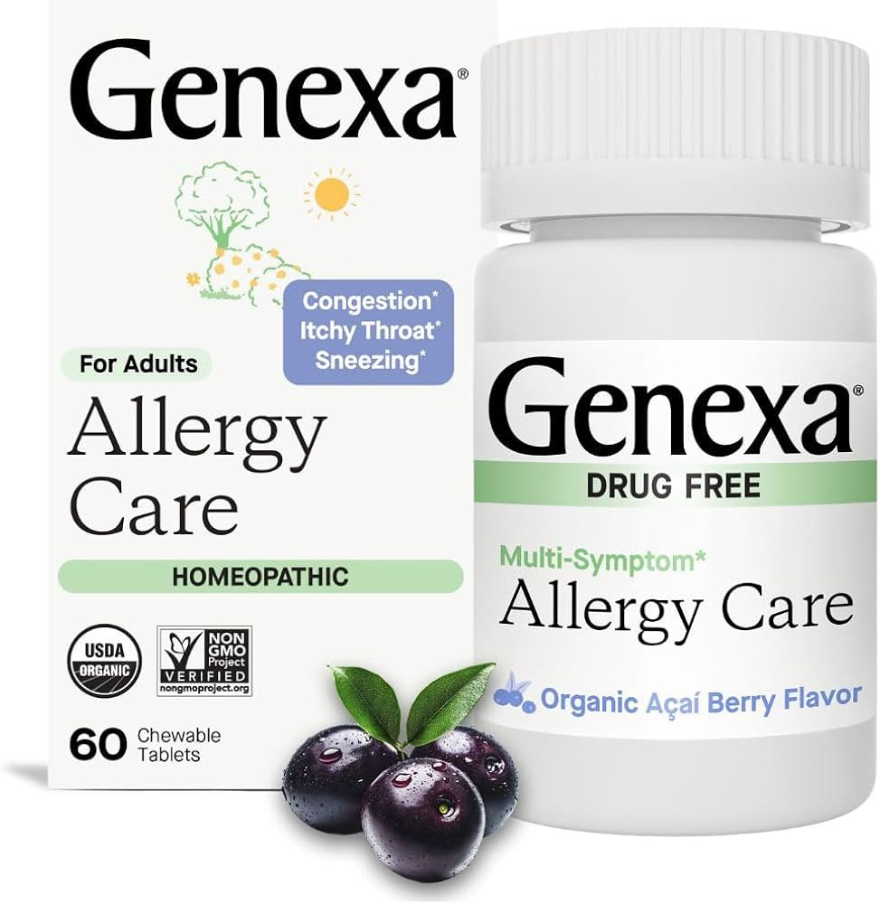 Genexa Allergy Care | Drug Free, Non-Drowsy Allergy & Decongestant Remedy for Adults | Vegan & No... | Amazon (US)