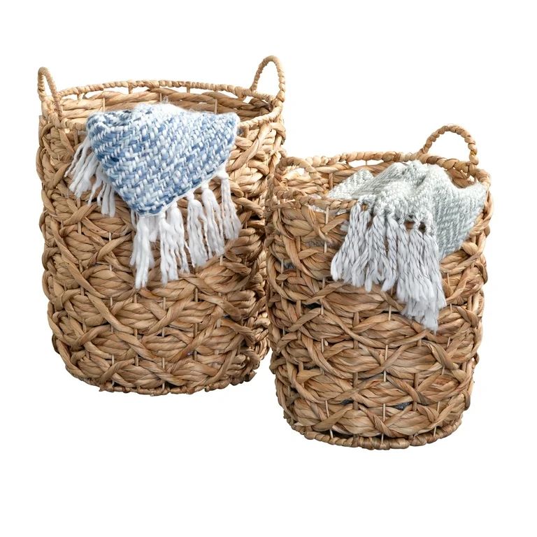 Honey-Can-Do Wicker Woven Round Nesting Basket Set of 2 with Handles, Natural | Walmart (US)