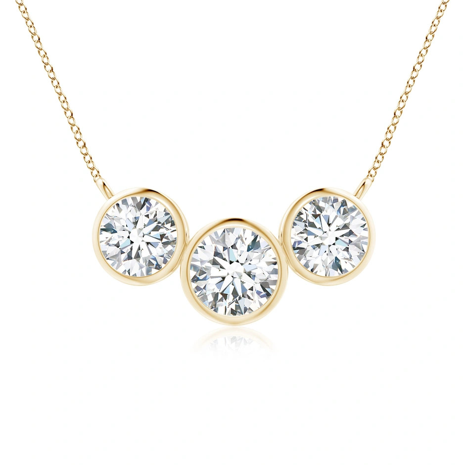 Lab-Grown Three Stone Bezel-Set Round Diamond Pendant | Angara US