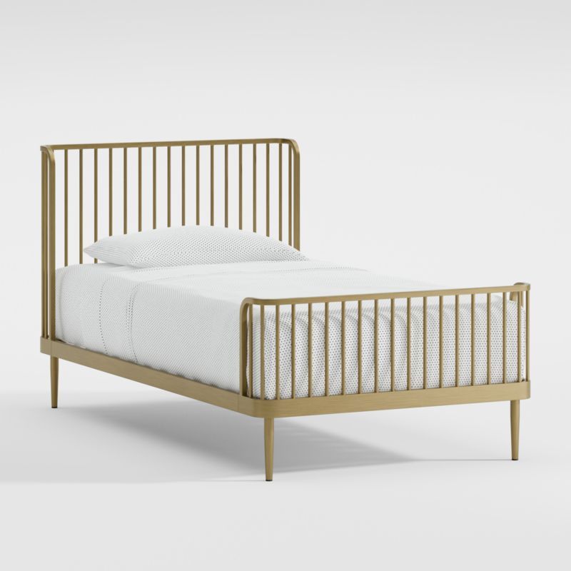 Wembley Kids Twin Antique Brass Bed Frame + Reviews | Crate & Kids | Crate & Barrel