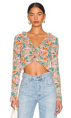 MORE TO COME Racine Ruffle Tie Top in Peach from Revolve.com | Revolve Clothing (Global)
