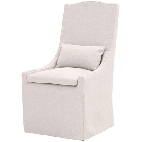 Mya Coastal Beach Light Grey Slipcovered Outdoor Dining Side Chair | Kathy Kuo Home