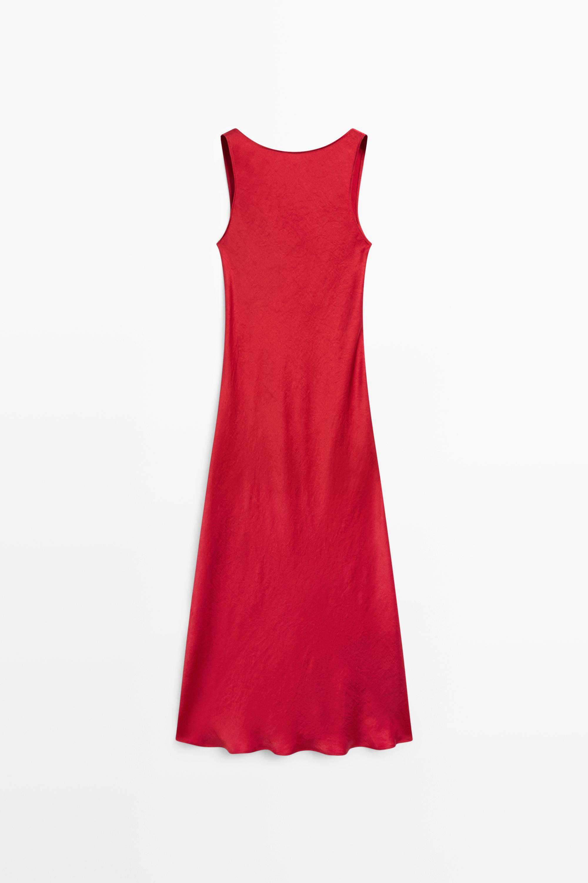 Flowing satin midi dress | Massimo Dutti UK
