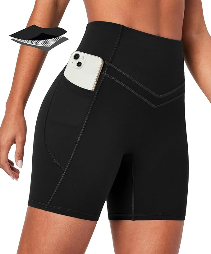 IUGA Compression Biker Shorts Women Tummy Control with Pockets Workout Shorts High Waisted Yoga R... | Amazon (US)