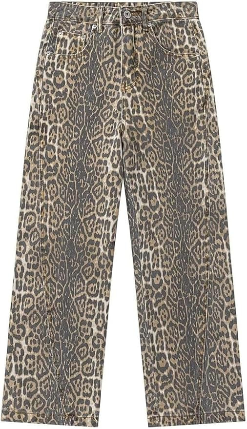 Cheetah Jeans Y2k Jeans Leopard Print Jeans Vintage Baggy Wide Leg High Waisted Oversized Cheetah... | Amazon (US)