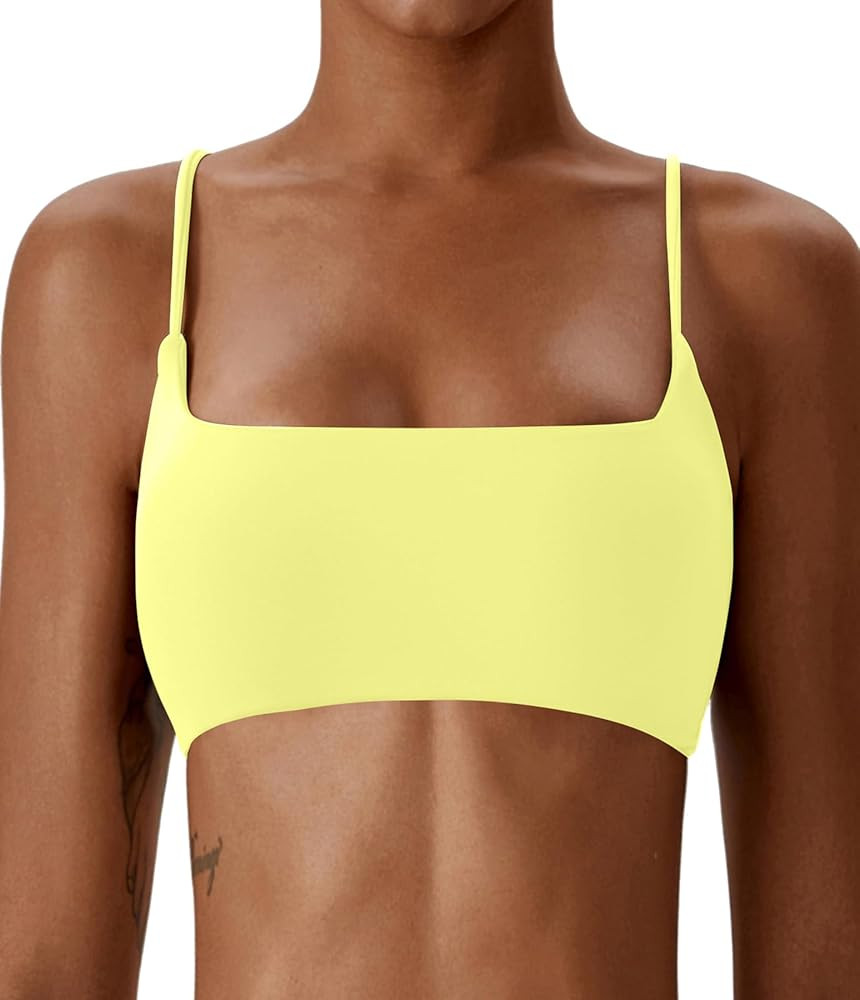 Comper Women's Sports Bras Wirefree Racerback Workout Bras Sexy Thin Straps Yoga Sport Bras with ... | Amazon (US)