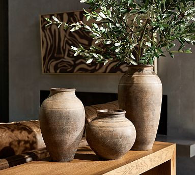 Brown Terracotta Striped Vase | Pottery Barn (US)